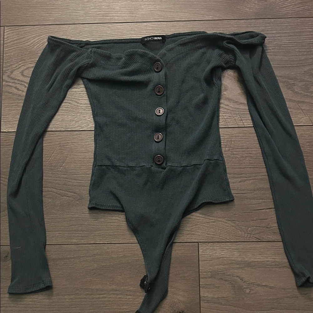 Turquoise Off-Shoulder Bodysuit